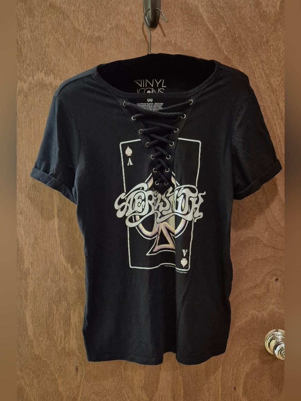 Vinyl Icons - Aerosmith Lace-Up Black Graphic Tee